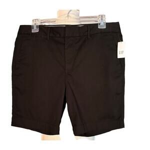 Gap Shorts Womens 10 Petite Black Bermuda High-Rise Flat Front Zip Preppy NEW